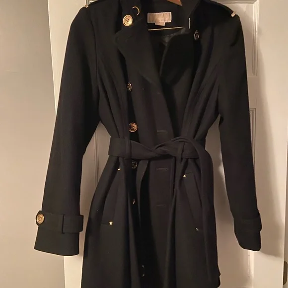 Michael Kors black wool belted coat - Picture 2 of 6
